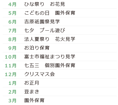 「乳児院 恩賜記念 みどり園」年間行事
